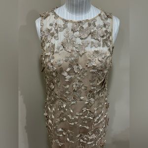 David Meister gold sheath dress